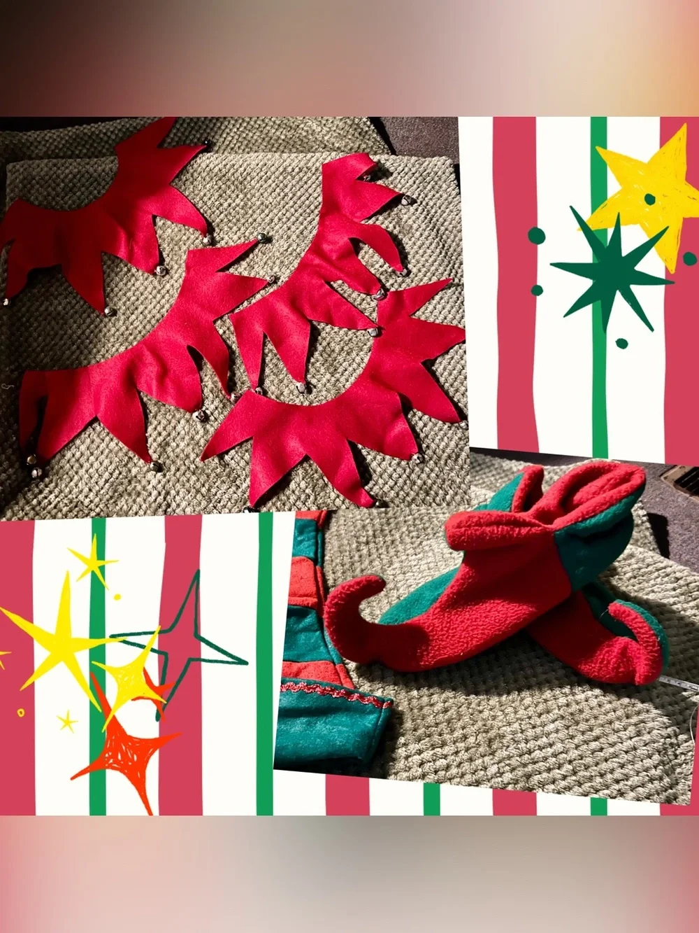 ELF Green & Red Plush Elf Hat and Booties Set